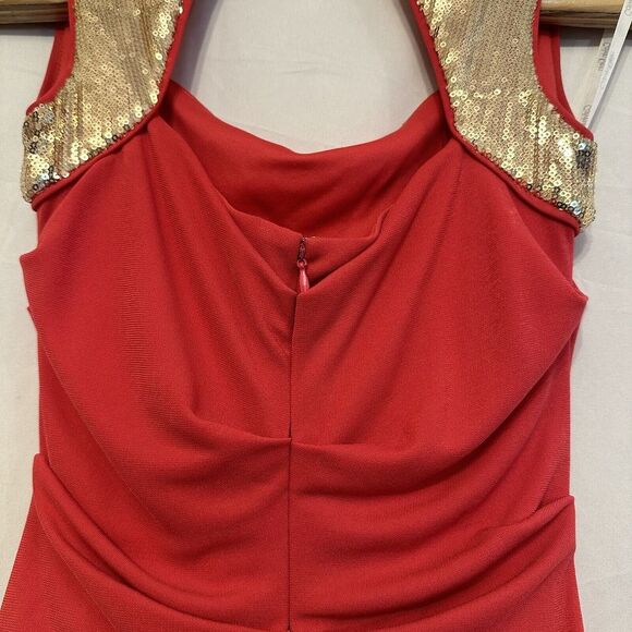 CALVIN KLEIN Women Size 2 Pink Gold Sequin Embellished Maxi Evening Dress - Picture 6 of 10